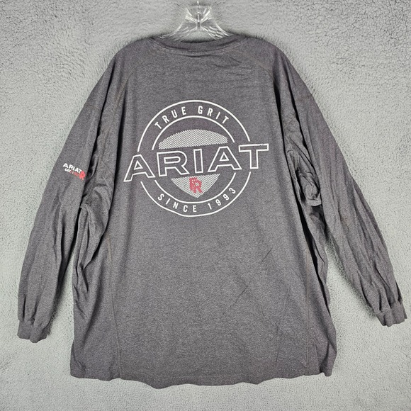 Ariat FR Work T-Shirt Men 4XL Gray Knit Air True Grit Cat 2 Long Sleeve 10046660 - Picture 1 of 13